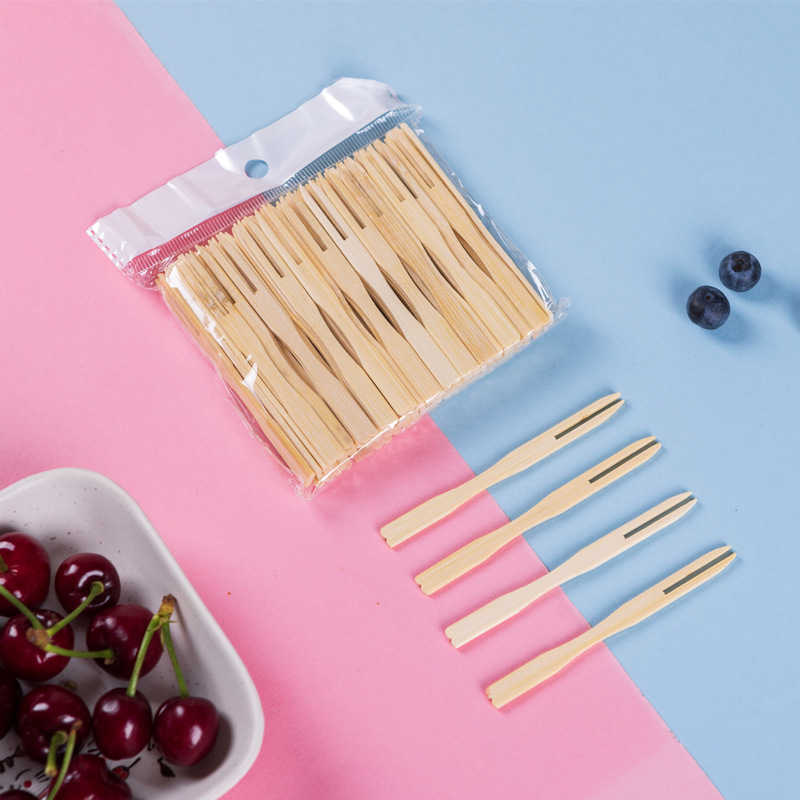 Bamboo Cutlery Set - 100/200/750pcs Disposable Fruit Fork Cake Picks