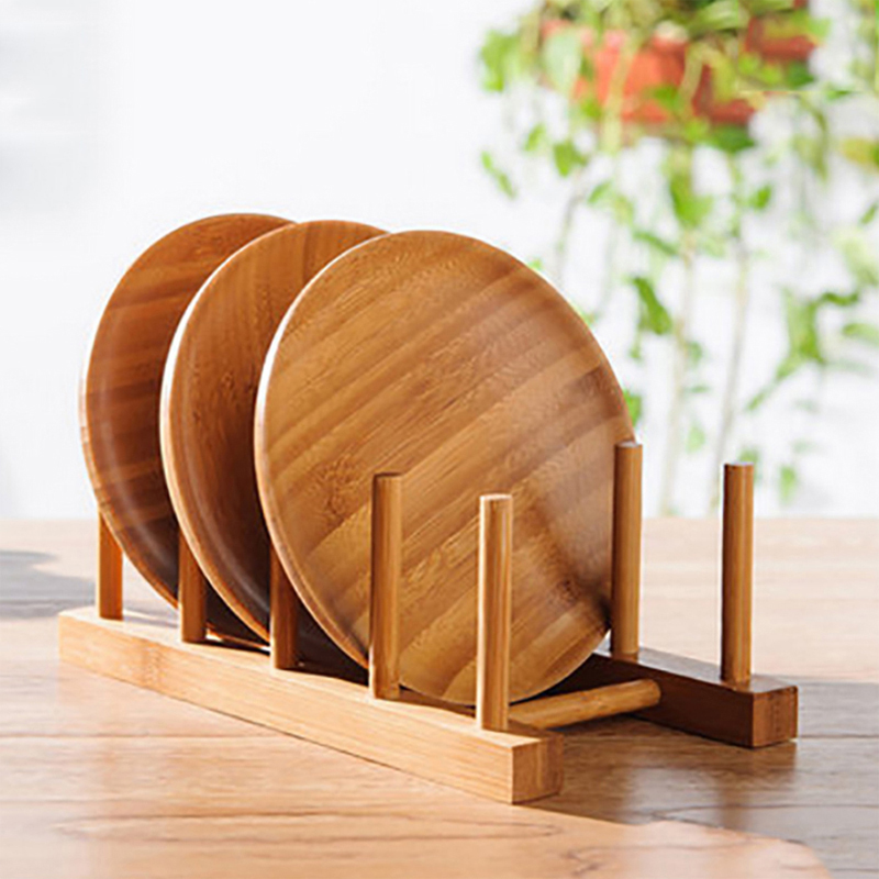 Bamboo Cutlery Set - Kitchen Drainer Rack Dish Pot Lid