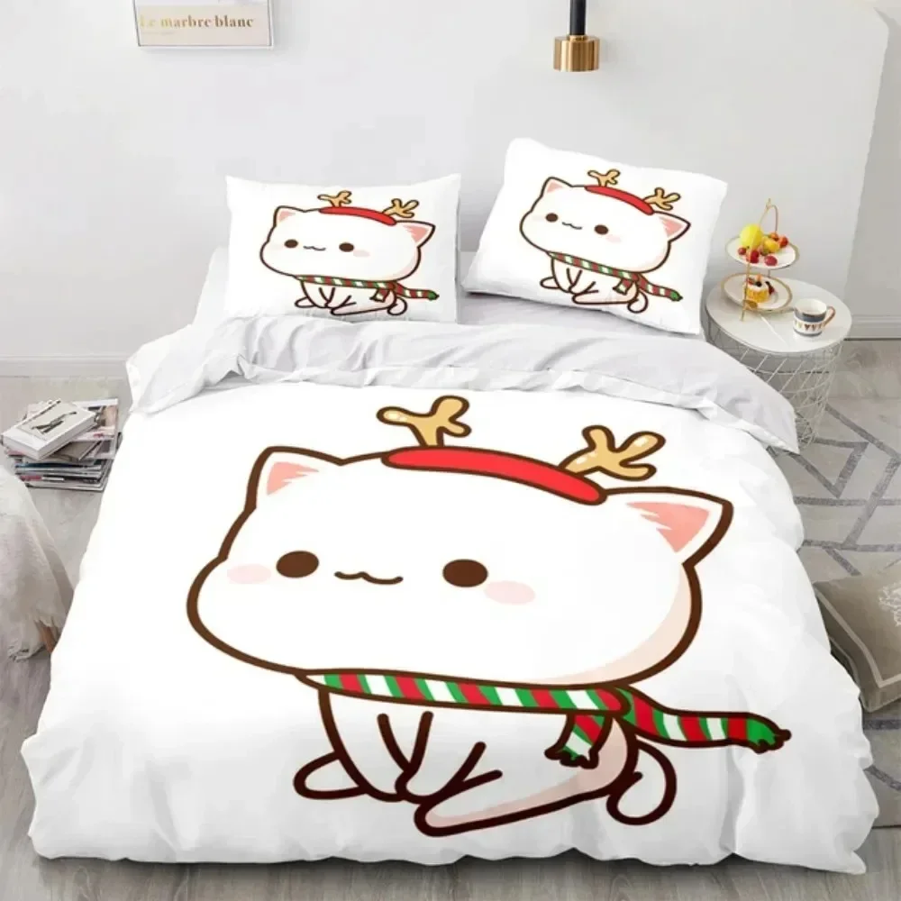 3D Cartoon Lovely Peach Cat Pr - Linen Duvet Cover review and price