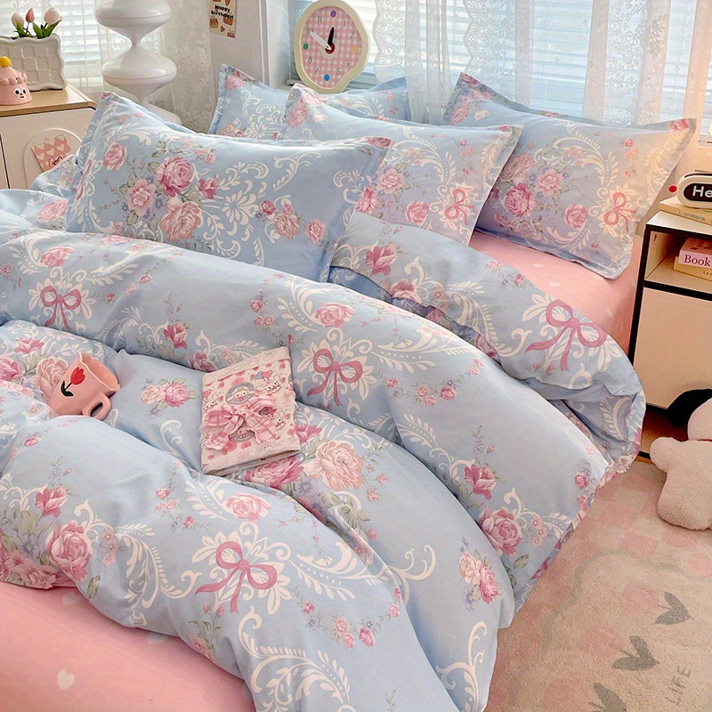 4pc Pastoral Bedding Set Soft  - Linen Duvet Cover review and price