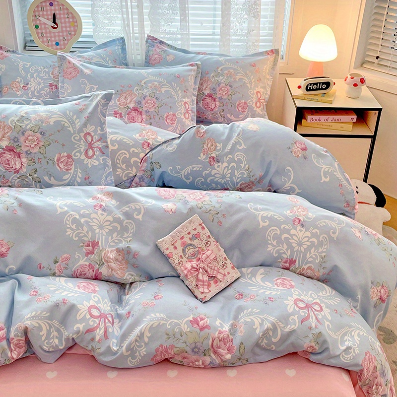 4pc Pastoral Bedding Set Soft  - Linen Duvet Cover review and price